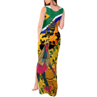 South Africa Heritage Day Tank Maxi Dress Traditional Dancer Kente Pattern With Flag Style - Wonder Print Shop