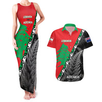 New Zealand And Lebanon Couples Matching Tank Maxi Dress and Hawaiian Shirt Silver Fern Maori With Cedar Tree Together - Wonder Print Shop