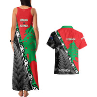 New Zealand And Lebanon Couples Matching Tank Maxi Dress and Hawaiian Shirt Silver Fern Maori With Cedar Tree Together - Wonder Print Shop