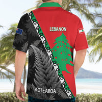 New Zealand And Lebanon Hawaiian Shirt Silver Fern Maori With Cedar Tree Together - Wonder Print Shop