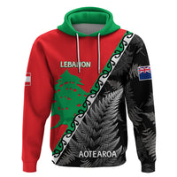 New Zealand And Lebanon Hoodie Silver Fern Maori With Cedar Tree Together - Wonder Print Shop