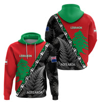 New Zealand And Lebanon Hoodie Silver Fern Maori With Cedar Tree Together - Wonder Print Shop