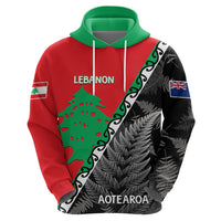 New Zealand And Lebanon Hoodie Silver Fern Maori With Cedar Tree Together - Wonder Print Shop