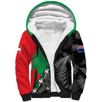 New Zealand And Lebanon Sherpa Hoodie Silver Fern Maori With Cedar Tree Together - Wonder Print Shop
