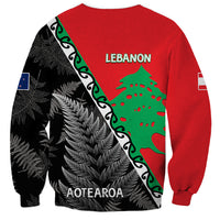 New Zealand And Lebanon Sweatshirt Silver Fern Maori With Cedar Tree Together - Wonder Print Shop