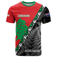 New Zealand And Lebanon T Shirt Silver Fern Maori With Cedar Tree Together - Wonder Print Shop