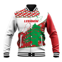Personalised Lebanon Independence Day Baseball Jacket Lebanese Map With Cedrus - Wonder Print Shop