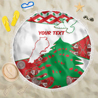 Personalised Lebanon Independence Day Beach Blanket Lebanese Map With Cedrus - Wonder Print Shop