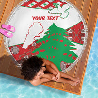 Personalised Lebanon Independence Day Beach Blanket Lebanese Map With Cedrus - Wonder Print Shop