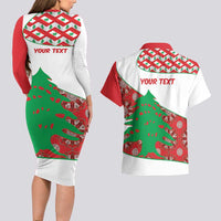 Personalised Lebanon Independence Day Couples Matching Long Sleeve Bodycon Dress and Hawaiian Shirt Lebanese Map With Cedrus - Wonder Print Shop
