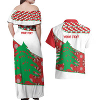 Personalised Lebanon Independence Day Couples Matching Off Shoulder Maxi Dress and Hawaiian Shirt Lebanese Map With Cedrus - Wonder Print Shop