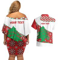 Personalised Lebanon Independence Day Couples Matching Off Shoulder Short Dress and Hawaiian Shirt Lebanese Map With Cedrus - Wonder Print Shop