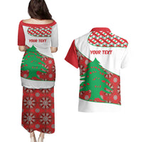 Personalised Lebanon Independence Day Couples Matching Puletasi and Hawaiian Shirt Lebanese Map With Cedrus - Wonder Print Shop