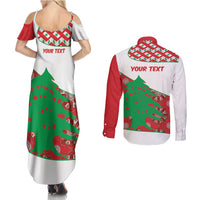 Personalised Lebanon Independence Day Couples Matching Summer Maxi Dress and Long Sleeve Button Shirt Lebanese Map With Cedrus - Wonder Print Shop