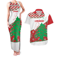 Personalised Lebanon Independence Day Couples Matching Tank Maxi Dress and Hawaiian Shirt Lebanese Map With Cedrus - Wonder Print Shop