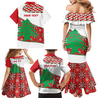 Personalised Lebanon Independence Day Family Matching Mermaid Dress and Hawaiian Shirt Lebanese Map With Cedrus - Wonder Print Shop