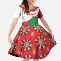 Personalised Lebanon Independence Day Family Matching Off The Shoulder Long Sleeve Dress and Hawaiian Shirt Lebanese Map With Cedrus - Wonder Print Shop