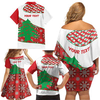 Personalised Lebanon Independence Day Family Matching Off Shoulder Short Dress and Hawaiian Shirt Lebanese Map With Cedrus - Wonder Print Shop