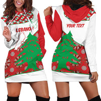 Personalised Lebanon Independence Day Hoodie Dress Lebanese Map With Cedrus - Wonder Print Shop