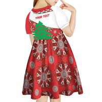 Personalised Lebanon Independence Day Kid Short Sleeve Dress Lebanese Map With Cedrus - Wonder Print Shop