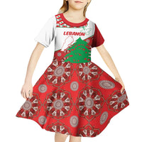 Personalised Lebanon Independence Day Kid Short Sleeve Dress Lebanese Map With Cedrus - Wonder Print Shop