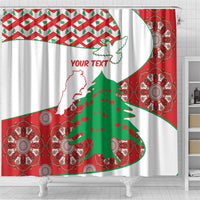 Personalised Lebanon Independence Day Shower Curtain Lebanese Map With Cedrus