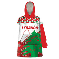 Personalised Lebanon Independence Day Wearable Blanket Hoodie Lebanese Map With Cedrus - Wonder Print Shop