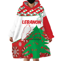 Personalised Lebanon Independence Day Wearable Blanket Hoodie Lebanese Map With Cedrus - Wonder Print Shop