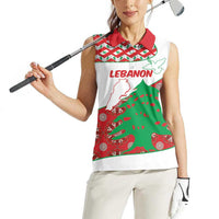 Personalised Lebanon Independence Day Women Sleeveless Polo Shirt Lebanese Map With Cedrus - Wonder Print Shop