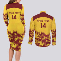 Custom West Indies Cricket Couples Matching Long Sleeve Bodycon Dress and Long Sleeve Button Shirt Windies Newest Version - Wonder Print Shop
