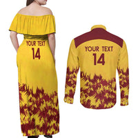 Custom West Indies Cricket Couples Matching Off Shoulder Maxi Dress and Long Sleeve Button Shirt Windies Newest Version - Wonder Print Shop