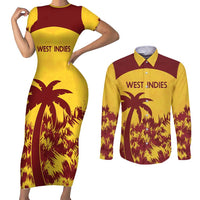 Custom West Indies Cricket Couples Matching Short Sleeve Bodycon Dress and Long Sleeve Button Shirt Windies Newest Version - Wonder Print Shop