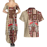 Samoa Tapau Couples Matching Summer Maxi Dress and Hawaiian Shirt Samoan Siapo Pattern - Wonder Print Shop
