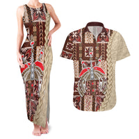 Samoa Tapau Couples Matching Tank Maxi Dress and Hawaiian Shirt Samoan Siapo Pattern - Wonder Print Shop