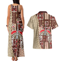 Samoa Tapau Couples Matching Tank Maxi Dress and Hawaiian Shirt Samoan Siapo Pattern - Wonder Print Shop