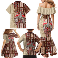 Samoa Tapau Family Matching Mermaid Dress and Hawaiian Shirt Samoan Siapo Pattern - Wonder Print Shop