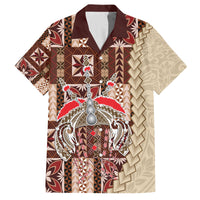 Samoa Tapau Family Matching Off Shoulder Maxi Dress and Hawaiian Shirt Samoan Siapo Pattern - Wonder Print Shop