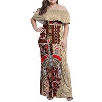 Samoa Tapau Family Matching Off Shoulder Maxi Dress and Hawaiian Shirt Samoan Siapo Pattern - Wonder Print Shop