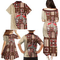 Samoa Tapau Family Matching Puletasi Dress and Hawaiian Shirt Samoan Siapo Pattern - Wonder Print Shop