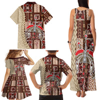 Samoa Tapau Family Matching Tank Maxi Dress and Hawaiian Shirt Samoan Siapo Pattern - Wonder Print Shop