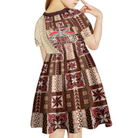 Samoa Tapau Kid Short Sleeve Dress Samoan Siapo Pattern - Wonder Print Shop