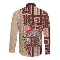 Samoa Tapau Long Sleeve Button Shirt Samoan Siapo Pattern - Wonder Print Shop