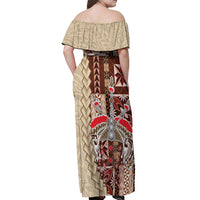 Samoa Tapau Off Shoulder Maxi Dress Samoan Siapo Pattern - Wonder Print Shop