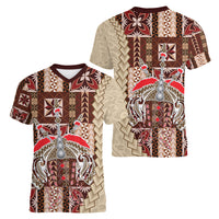 Samoa Tapau Women V Neck T Shirt Samoan Siapo Pattern - Wonder Print Shop