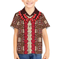 Samoa Siapo Family Matching Off Shoulder Short Dress and Hawaiian Shirt Tapa Pattern Mix Ula Fala Hibiscus - Wonder Print Shop