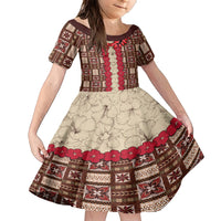 Samoa Siapo Family Matching Short Sleeve Bodycon Dress and Hawaiian Shirt Tapa Pattern Mix Ula Fala Hibiscus - Wonder Print Shop