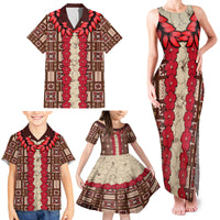 Samoa Siapo Family Matching Tank Maxi Dress and Hawaiian Shirt Tapa Pattern Mix Ula Fala Hibiscus - Wonder Print Shop