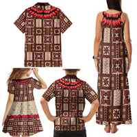 Samoa Siapo Family Matching Tank Maxi Dress and Hawaiian Shirt Tapa Pattern Mix Ula Fala Hibiscus - Wonder Print Shop