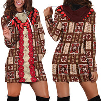 Samoa Siapo Hoodie Dress Tapa Pattern Mix Ula Fala Hibiscus - Wonder Print Shop