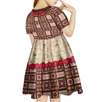 Samoa Siapo Kid Short Sleeve Dress Tapa Pattern Mix Ula Fala Hibiscus - Wonder Print Shop